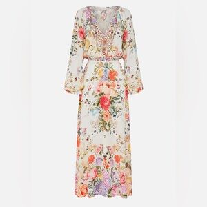 Camilla Shirred Waist Rhinestone Maxi Dress